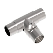 Käsipuu hoidja/ühendus "T" reguleeritav kaldenurk, torule 42,4/2mm, AISI304, Satiin