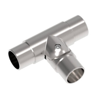 Käsipuu hoidja/ühendus "T" reguleeritav kaldenurk, torule 42,4/2mm, AISI304, Satiin
