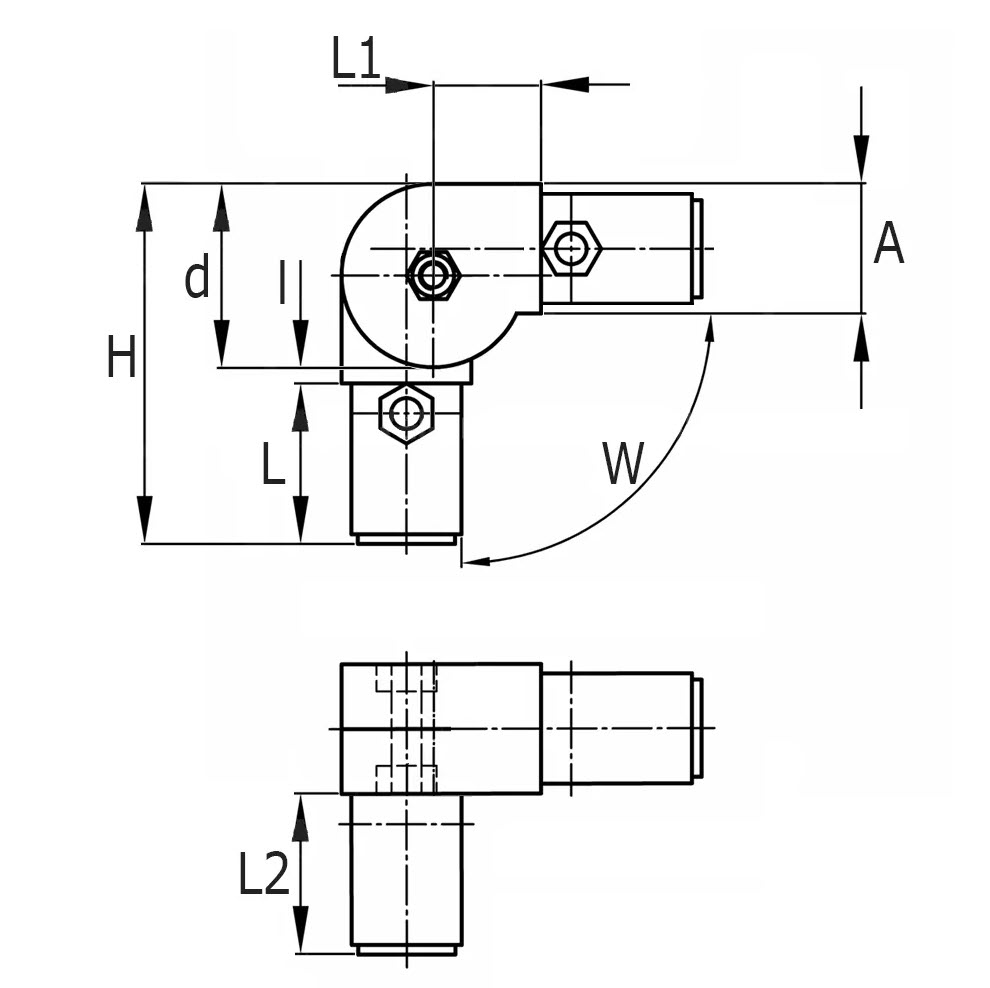 kolmanda haruga pööratav toruliide kandilisele torule