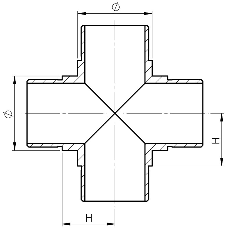ristühendus 42.4 mm liimitav