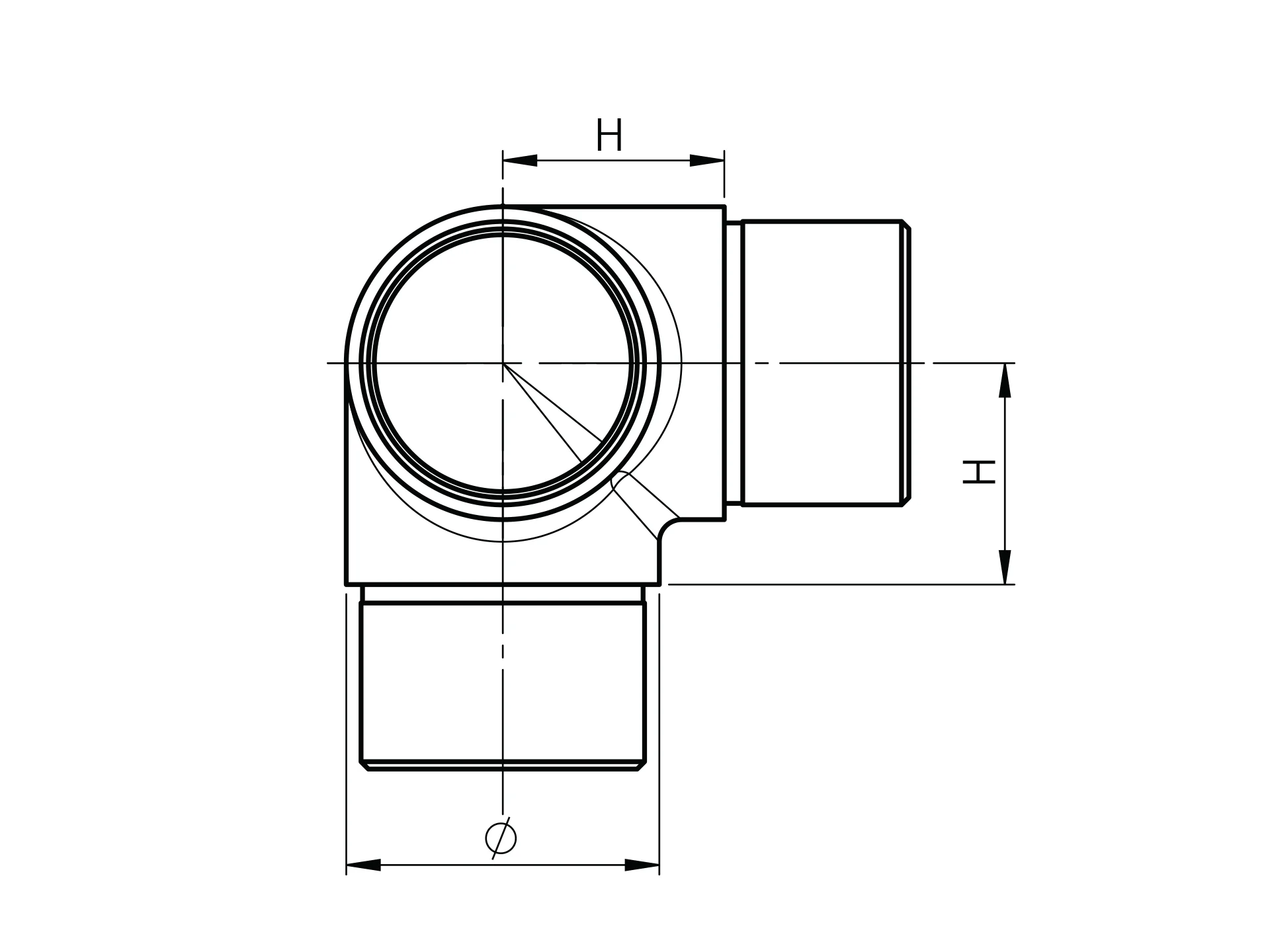 käsipuu nurga kolmik 42.4 mm roostevaba