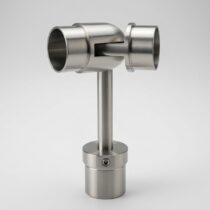 Käsipuu kandur 42,4mm postile, nurga ühendus, kõrgus reguleeritav ja kaldenurk fikseeritud, käsipuule 42,4mm, H12-140mm, roostevaba, AISI304, Satiin